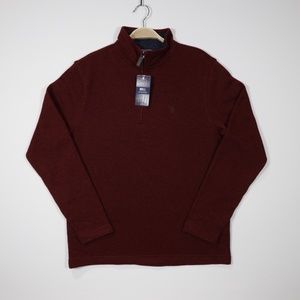 IZOD Men's Long Sleeve Quarter‎ Zip Soft Fleece Pullover Dark Red Size Small